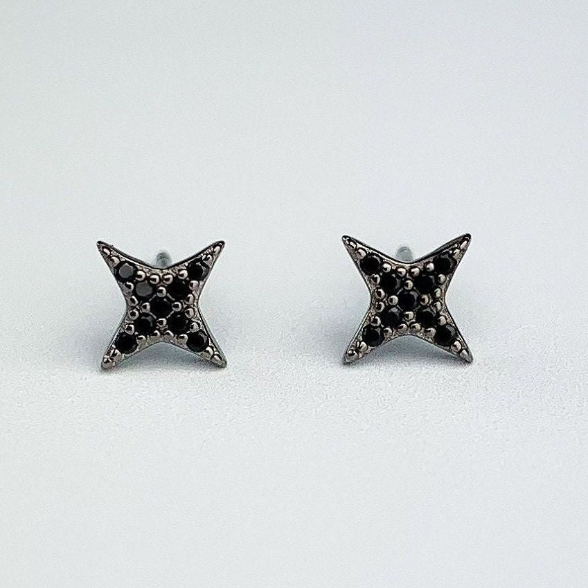Black Star Earrings in Sterling Silver, Black Spinel Star Earrings, 4mm  Studs, Tiny Star Studs, Dainty Star Studs, Sterling Silver Earrings - Etsy