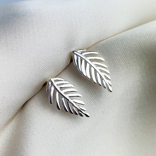 Simple. Sterling. Silver. Leaf. Earrings. - Etsy