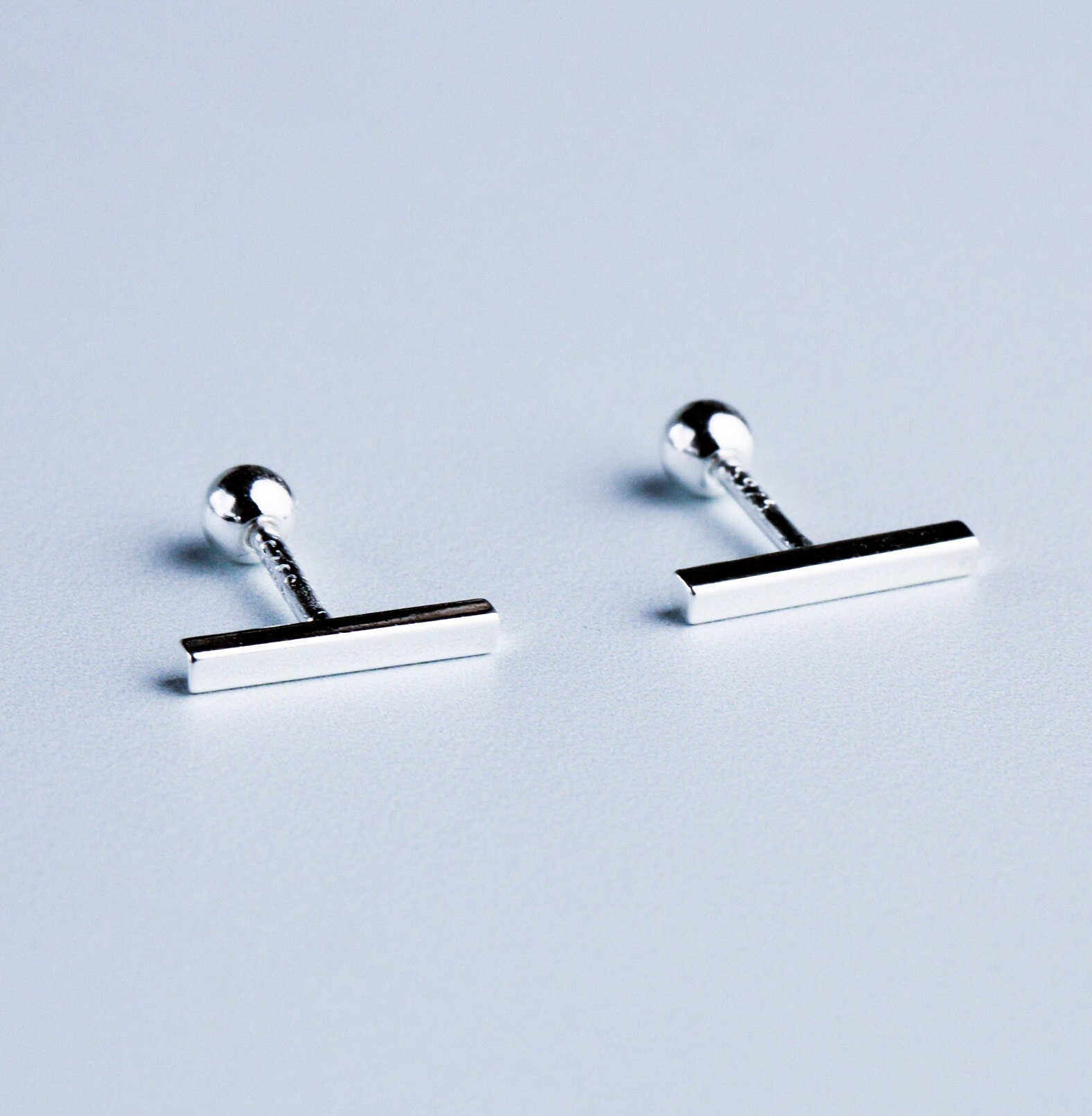 Sterling Silver Abalone Curved Bar Earrings | Bezel Set Gemstone Studs |  Silverly