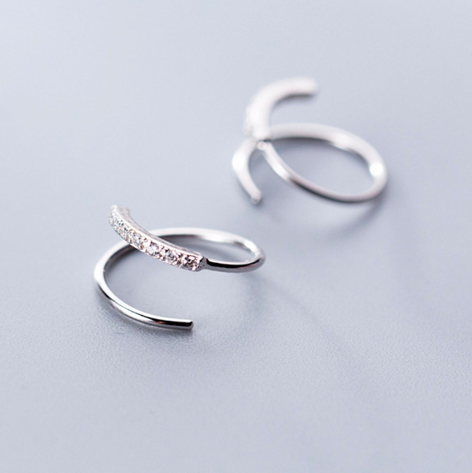 Sterling Silver Spiral Earrings Wrap Around Earrings Hugging Etsy