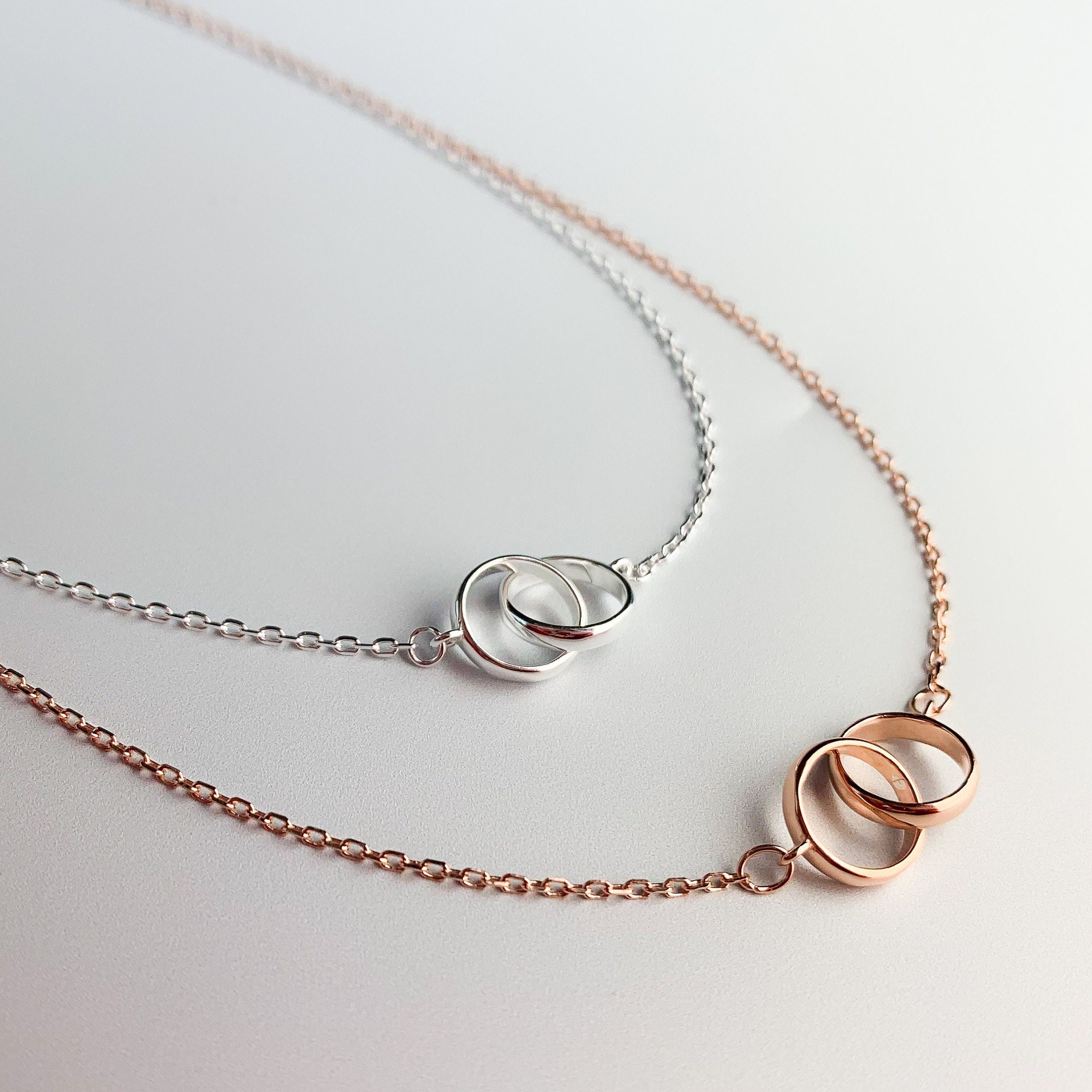 Silver & Gold Interlocking Necklace Rose Gold & Silver (Mostly Gold)