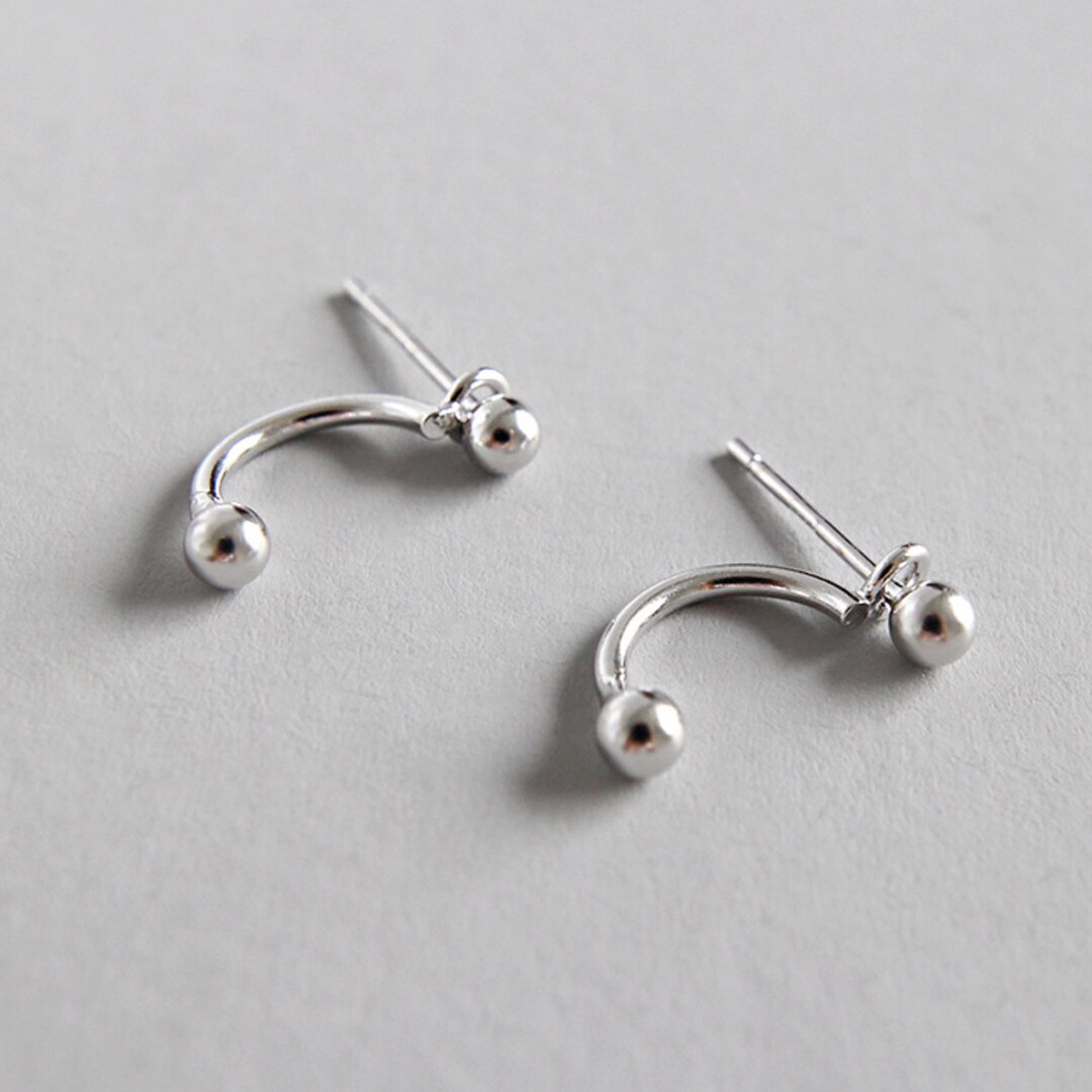 Tiny Ball Ear Jacket Sterling Silver Stud Earrings Dainty Etsy UK