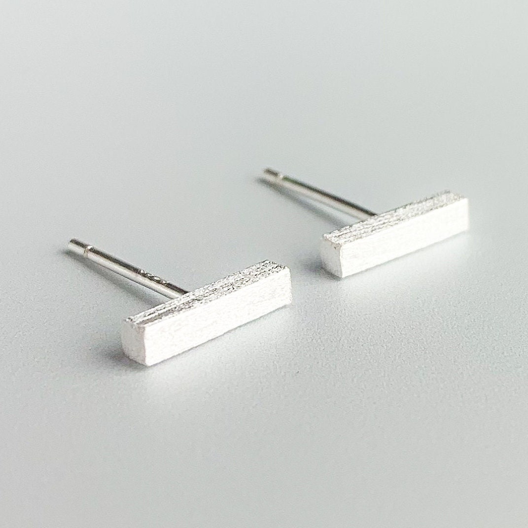 925 Sterling Silver Bar Studs Earrings Minimalist Dangle Earring Women's  Jewelry | eBay