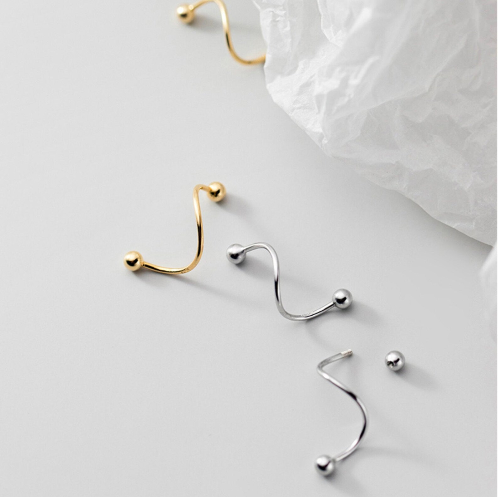 Sterling Silver Hoop Earrings Wrap Around Earrings Screw Etsy India