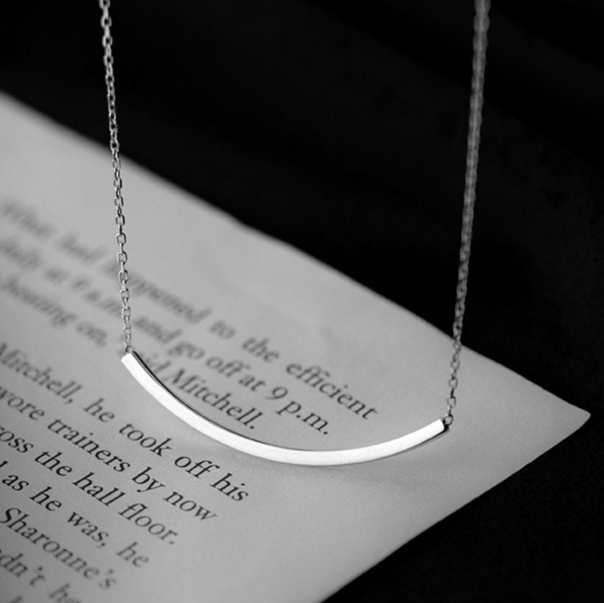 Silver Bar Necklace Sterling Silver Silver Chain Necklace Etsy
