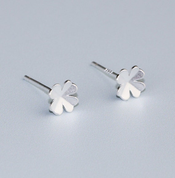 Sterling Silver Four Leaf Clover Earrings Tiny Stud Earrings