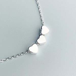 Sterling Silver Three Heart Charm Anklet, Minimalist Jewellery, Everyday Anklet, Silver Jewellery, Gifts For Her, Gifts For Friends, Unique