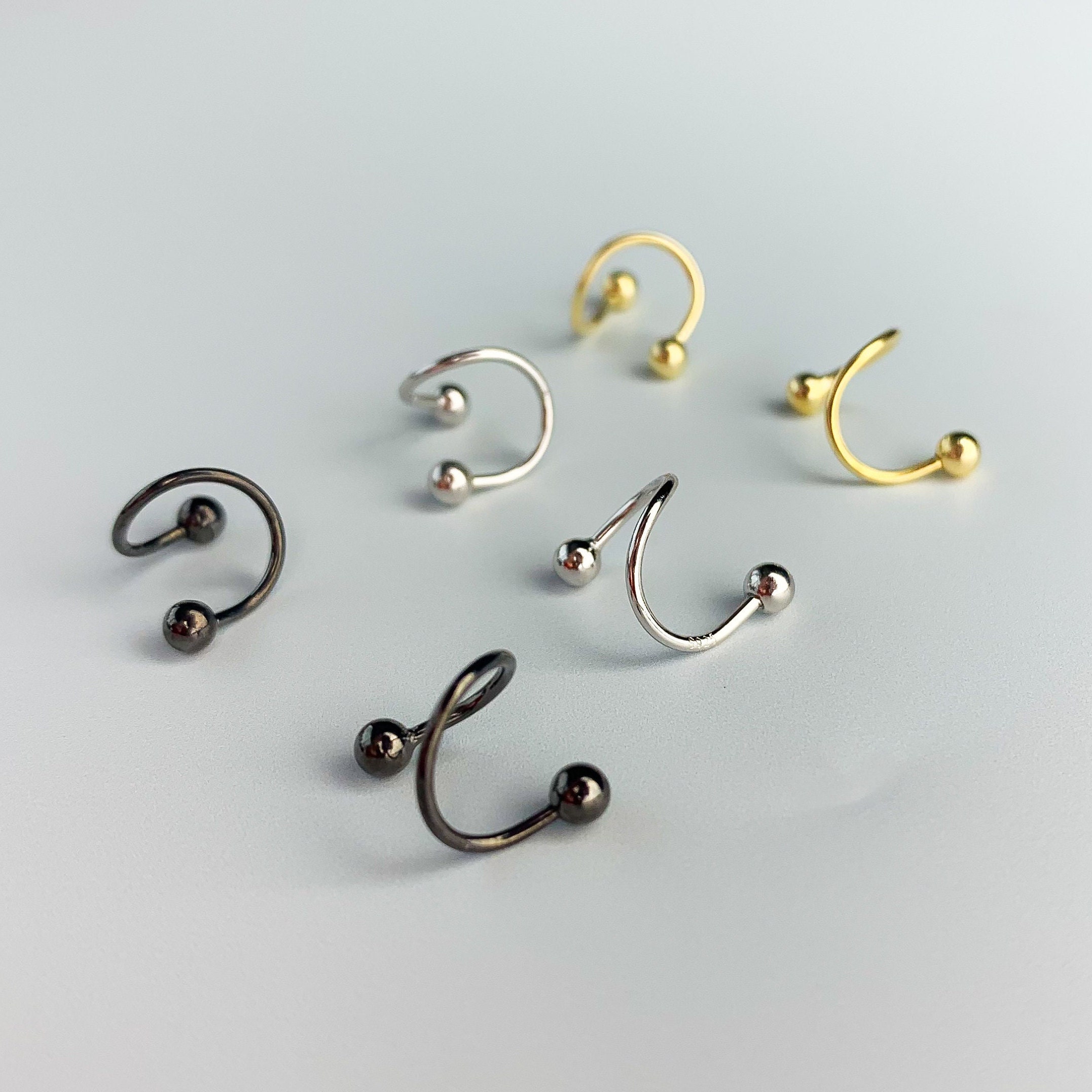 Silver Spiral Stud Earring 16g Silver Spiral Earring Delicate Circle Swirl Stud Geometric Earring Screw Back Earring M Size Large Size L Size - Circle