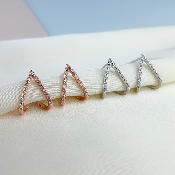 Buy Sparkling Wrap Around Stud Earrings Sterling Silver and Rose