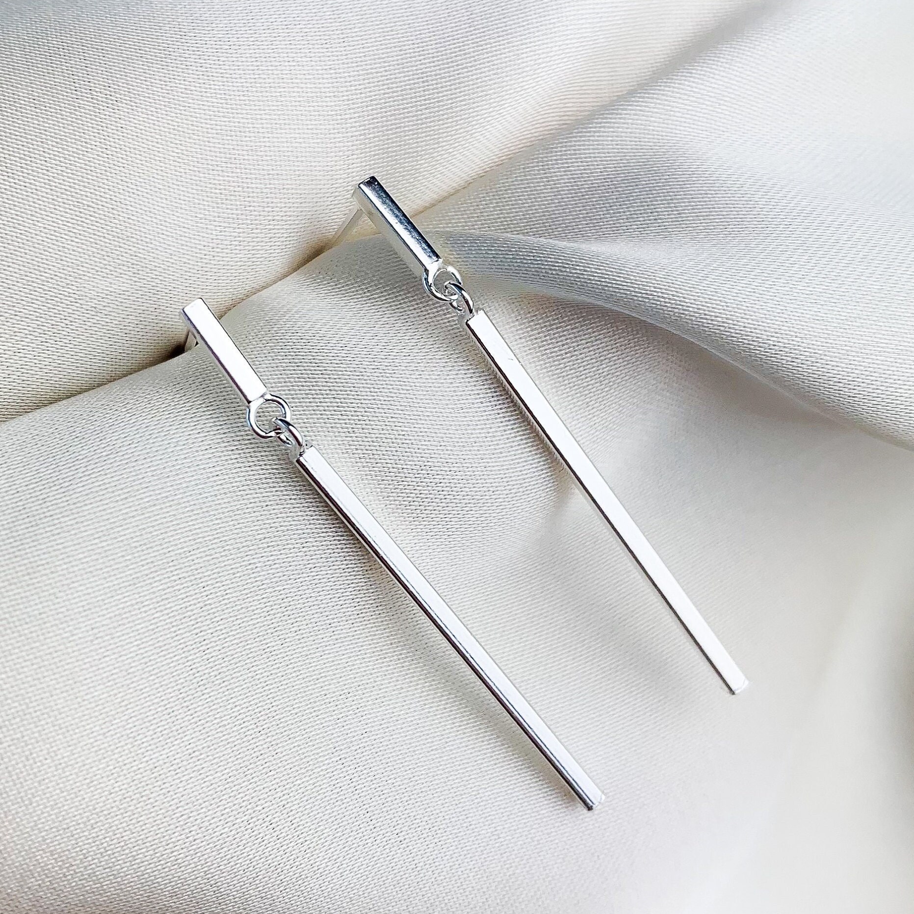 Sterling Silver Bar Drop Stud Earrings Simple Modern Jewellery Everyday Wear Elegant and Dainty Light Dangle Earrings Gifts For Her