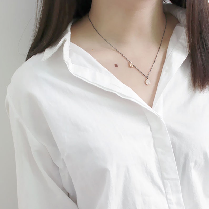 Rose gold Necklace Black Necklace Tiny Zirconia Necklace Dainty Necklace,XIE+CO Tiny Zirconia Necklace Sterling Silver Simple Necklace