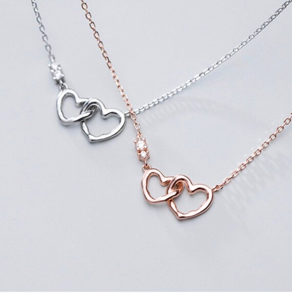 Dainty Heart Simple Cute Heart Charm Gold Silver CZ Necklaces for Women  Gifts