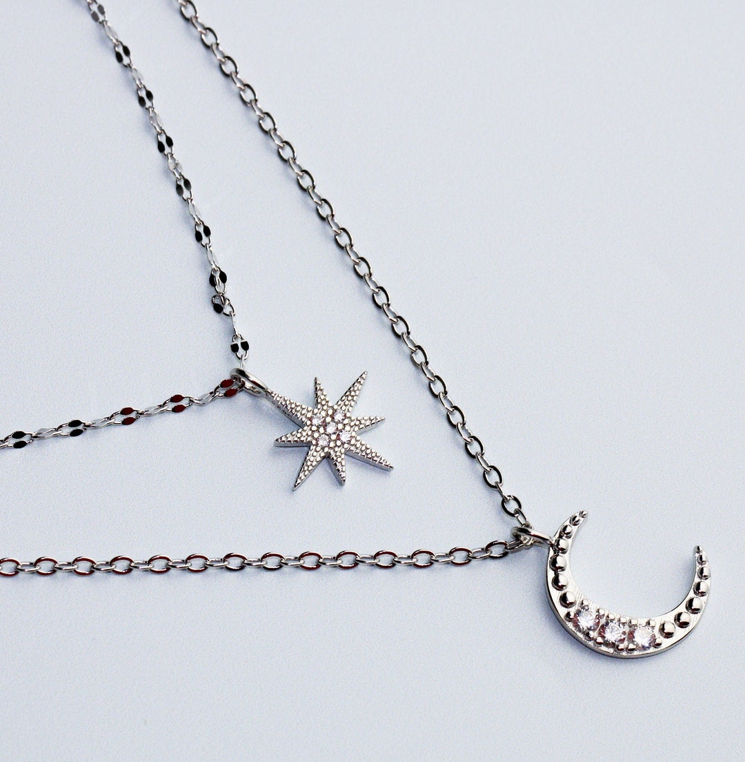 Elena – Collier en argent à double chaîne avec pendentif