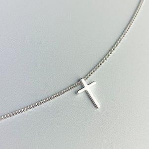 Sterling Silver Tiny Cross Necklace, Delicate Cross Design, Everyday ...