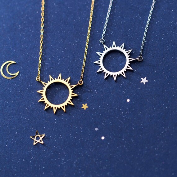 Sterling Silver Sun Necklace Elegant 