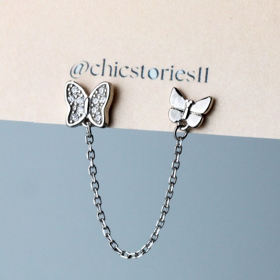 Butterfly stud shop earrings silver