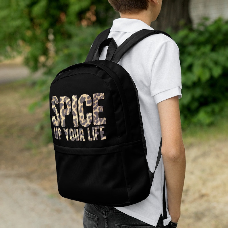 Spice Up Your Life Leopard Print Black Backpack