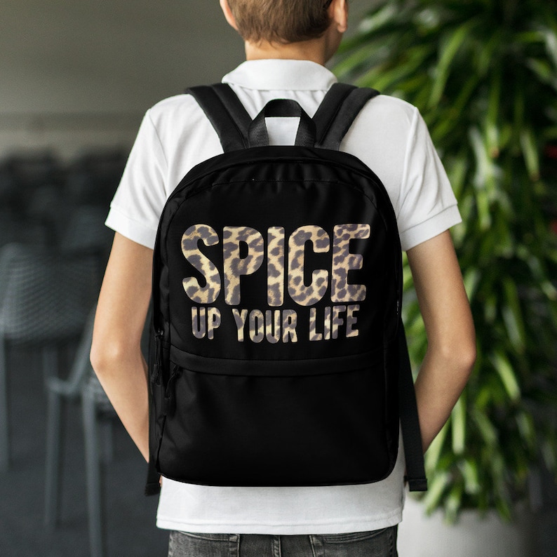 Spice Up Your Life Leopard Print Black Backpack