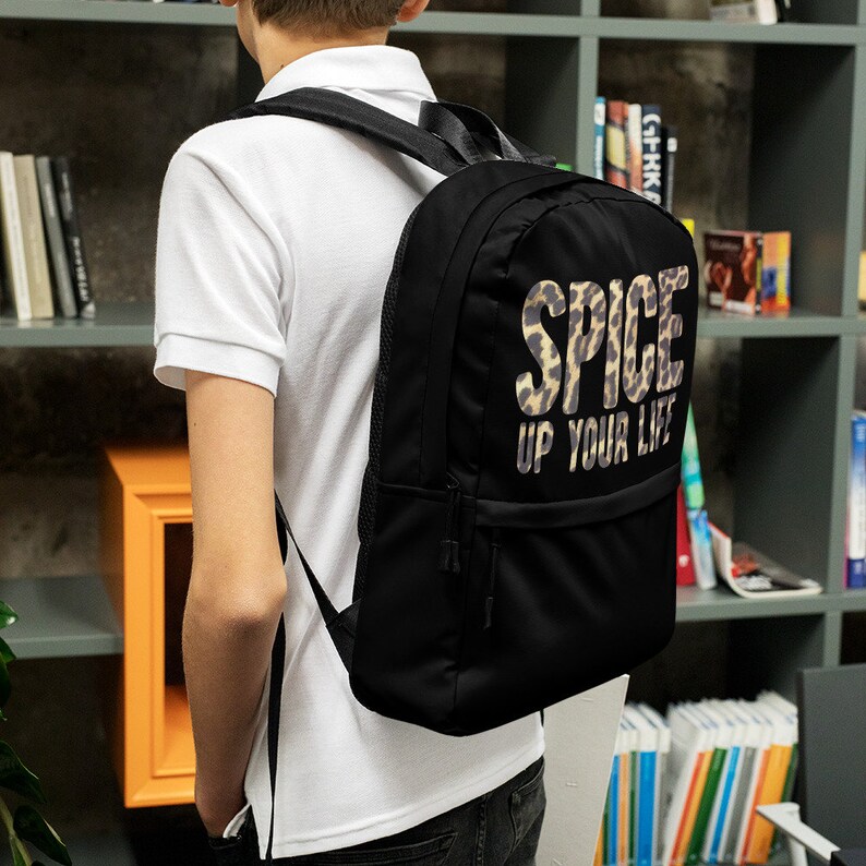 Spice Up Your Life Leopard Print Black Backpack