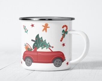 Christmas enamel mug enamel mug cup for hot chocolate