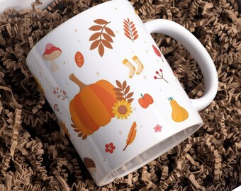 Mug for fall | autumn pattern mug | Pumpkin Mug | autumnal | cozy autumn