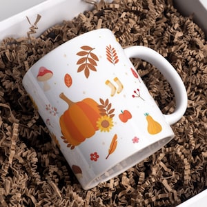 Mug for fall | autumn pattern mug | Pumpkin Mug | autumnal | cozy autumn