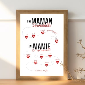 Affiche Mamie et Papy personnalisée - cadeau mamie personnalisée - cadeau  noël famille personnalisé par Le Temps des Paillettes