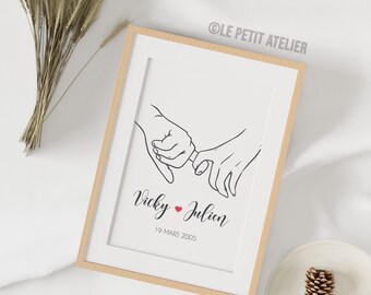 Customizable couples poster / Intertwined hands / Valentine's Day / Love / Love poster / Model3