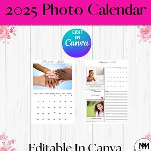 2025 Editable Photo Calendar Canva Template DIY