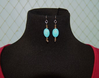 Turquoise Earrings, Dangle Earrings, Stainless Steel Turquoise Earrings, Hook Earrings, Ready to Ship, Sensitive Ears Earrings