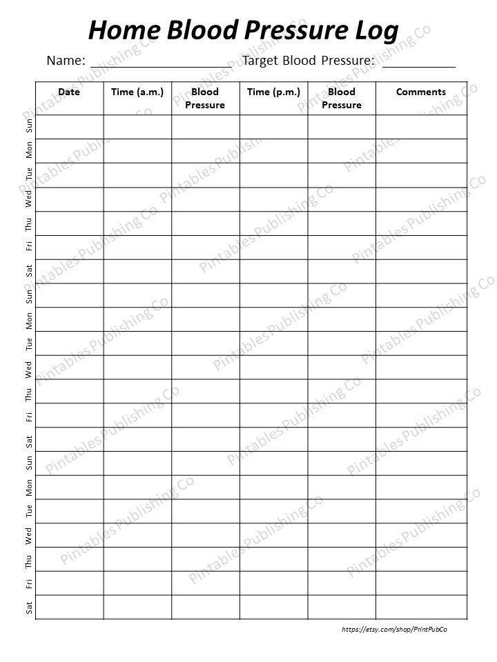 Blood pressure food and medication log printable - rebelnom