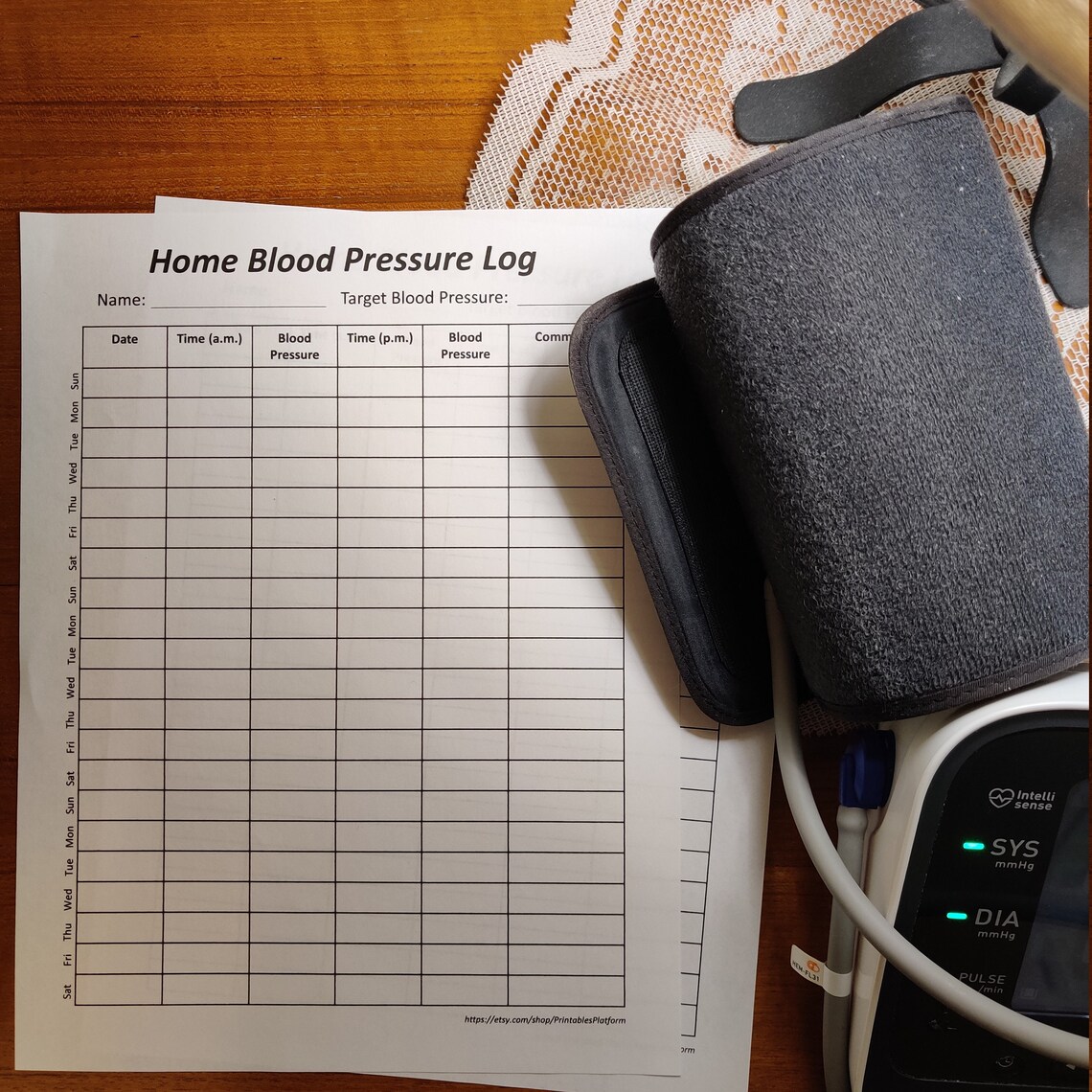 Home Blood Pressure Printable Log Etsy