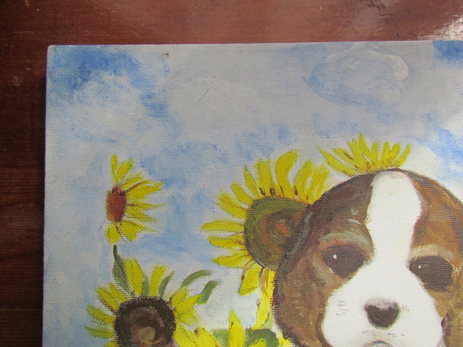 Oil Painting of Puppy Dog and Sunflowers Etsy