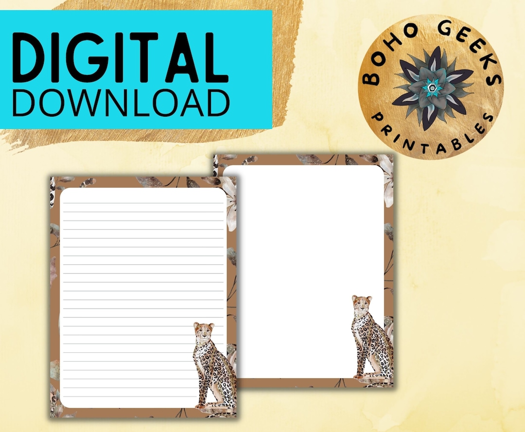 Leopard Printable Stationery Set 8.5x11 US Letter Size - Etsy