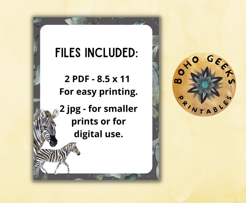 Zebra Printable Stationery Set 8.5x11 US Letter Size Instant Etsy