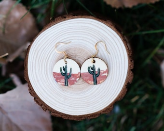 Saguaro Earrings - Tucson Earrings || Saguaro National Park Earrings Jewelry || Sedona Art Sedona Jewelry - Gifts for Arizona Lovers ||