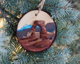 Delicate Arch Ornament Moab Gift - Moab Christmas Ornament || Handmade Moab Art Utah Ornament - Gifts for Moab Lovers ||