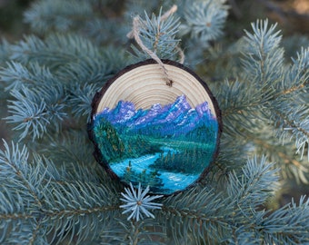 Grand Tetons Ornament Wyoming Gift - Grand Teton Christmas Ornament || Handmade Wyoming Art - Gifts for Wyoming Lovers ||