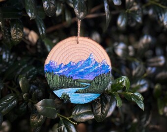 Grand Tetons Ornament Wyoming Gift - Grand Teton Christmas Ornament || Handmade Wyoming Art - Gifts for Wyoming Lovers ||