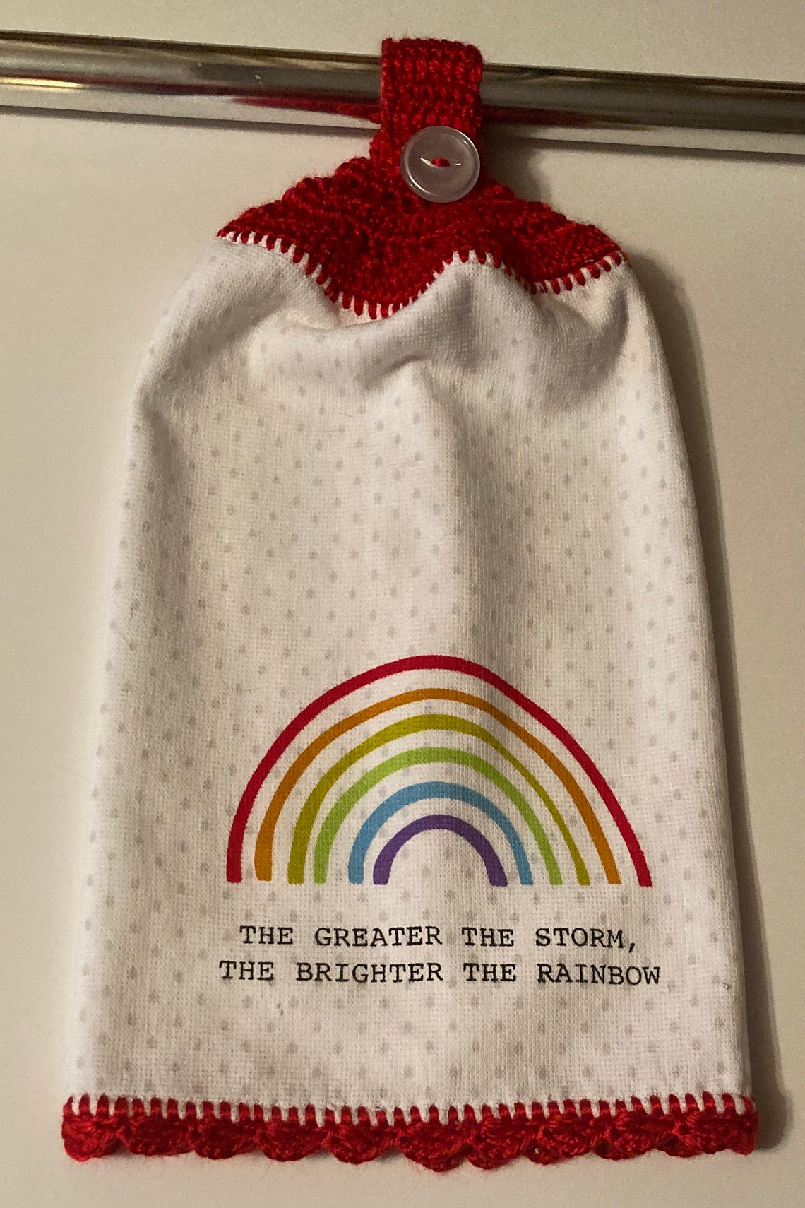 BRIGHTER RAINBOW Kitchen Hanging Towel Handmade Crochet Etsy