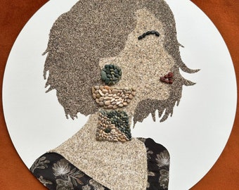 Woman sand and mosaic portrait, mosaic, painting, decor, art object