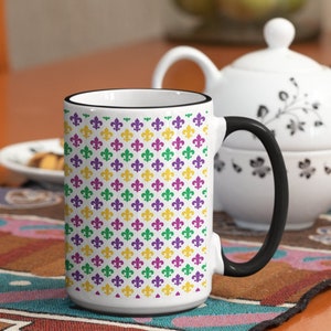Tasse à café Fleur De Lis, Tasse à café Mardi Gras, Grande tasse à café, Nouvelle-Orléans, Tasse pour amateurs de café, Cadeau café, Latte, Starbucks,