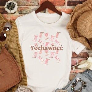 Yeehawncé Coquette Western Tshirt Feminine Cowboy Pink Aesthetic Texas Hold 'Em Inspired, Plus Size Shirt, Cowgirl Gift image 1