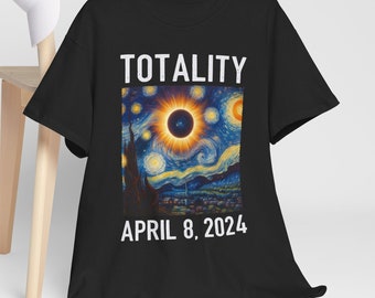 Eclipse 2024 Path of Totality Tshirt, Van Gogh Design, Total Solar Eclipse Souvenir Tee, USA Event Shirt, Plus Size Shirt
