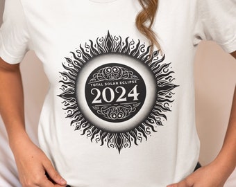 Eclipse 2024 Path of Totality Tshirt, Celestial Design, Total Solar Eclipse Souvenir Tee, USA Event Shirt, Plus Size Shirt