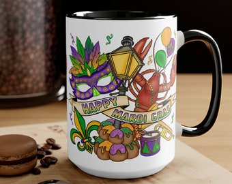 Happy Mardi Gras, Its Mardi Gras Coffee Mug, Mardi Gras Mask, Large Coffee Mug, New Orleans, Coffee Lover Mug, Coffee Fan Gift