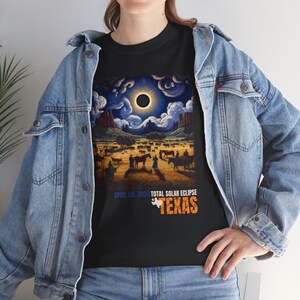 Eclipse 2024 Path of Totality Tshirt, Texas Design, Solar Eclipse Souvenir Tee, USA Event Shirt, Plus Size Shirt, Cowboy Gift image 5