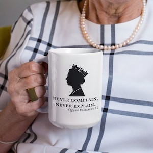 Queen Elizabeth Mug, RIP Queen Elizabeth, Her Majesty the Queen Mug Rest in Peace Queen of England Mug, Large Coffee Mug, Pumpkin Spice Mug, image 1