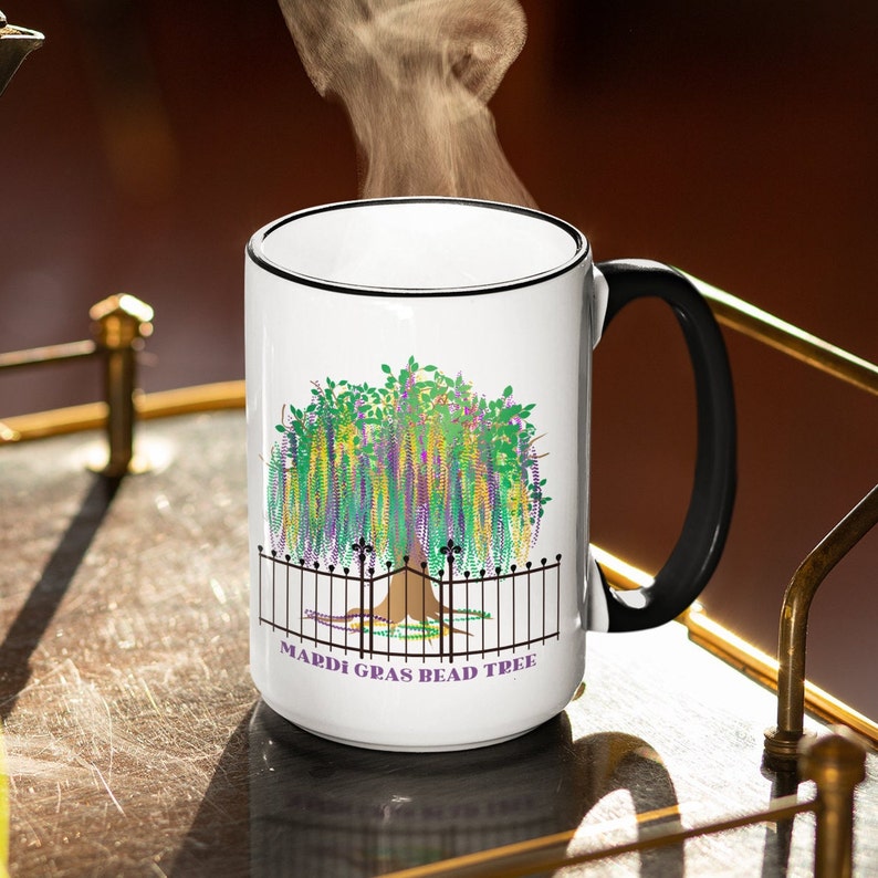 Mardi Gras Bead Tree Coffee Mug, Bead Tree, Mardi Gras Tree Coffee Mug, Large Coffee Mug, New Orleans, Coffee Lover Mug, Coffee Gift image 10