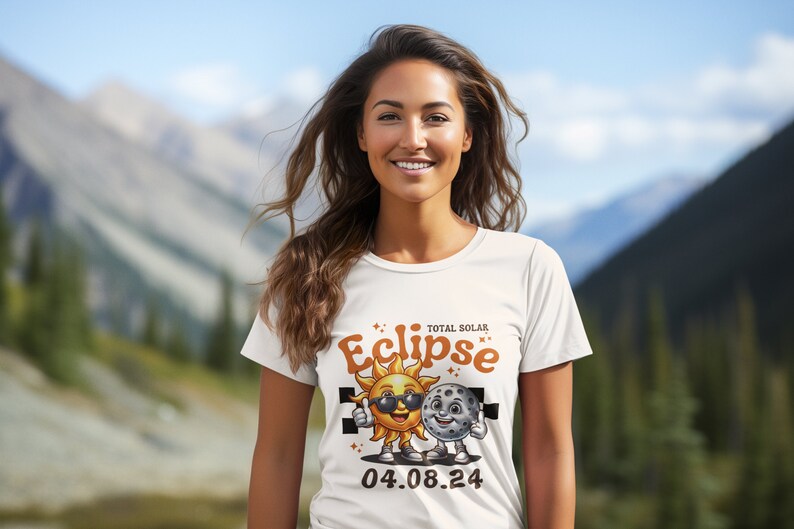 Eclipse 2024 Path of Totality Tshirt, Retro Design, Total Solar Eclipse Souvenir Tee, USA Event Shirt, Plus Size Shirt, Texas image 1